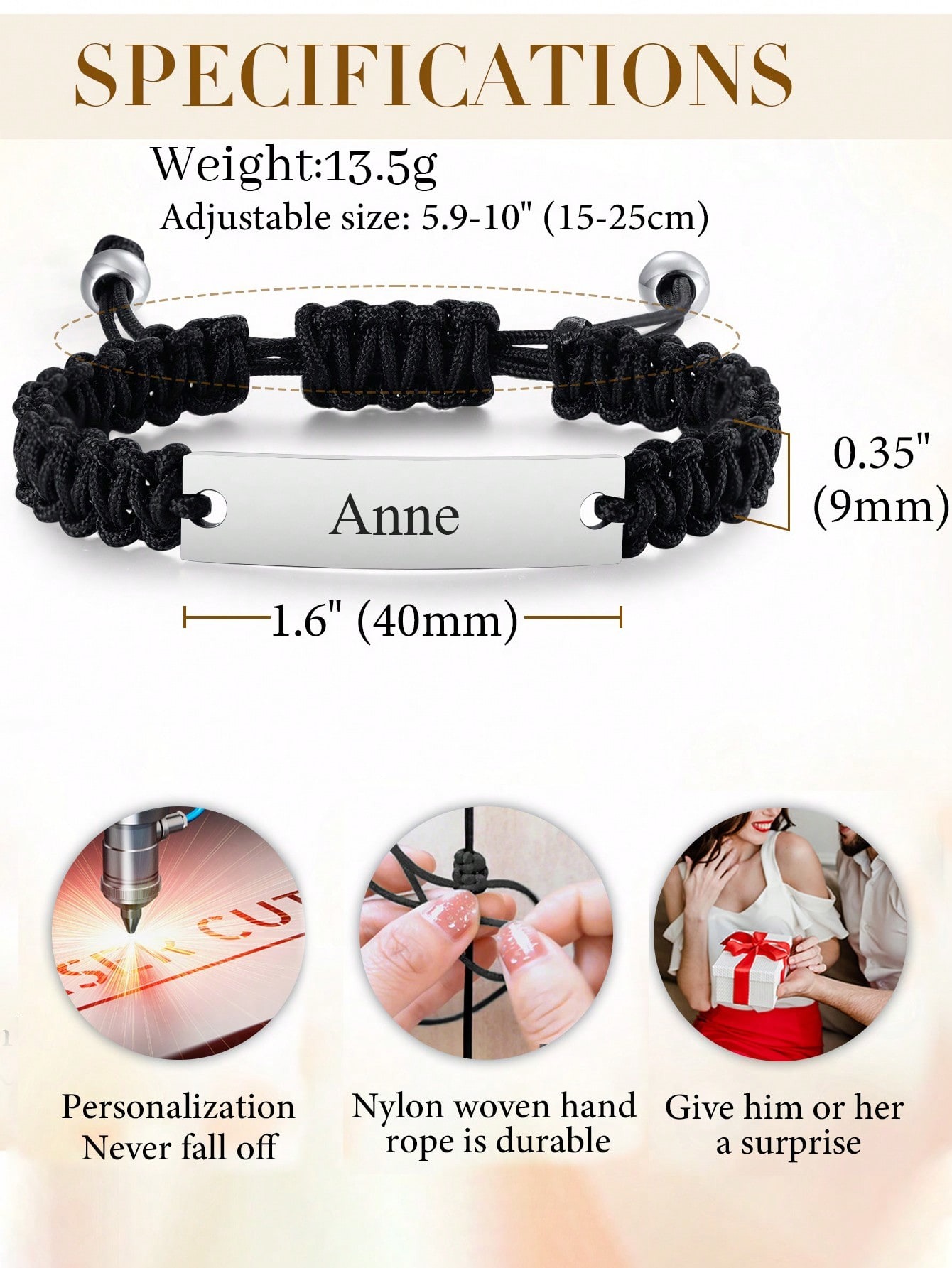 Custom Engraved Adjustable ID Bracelet